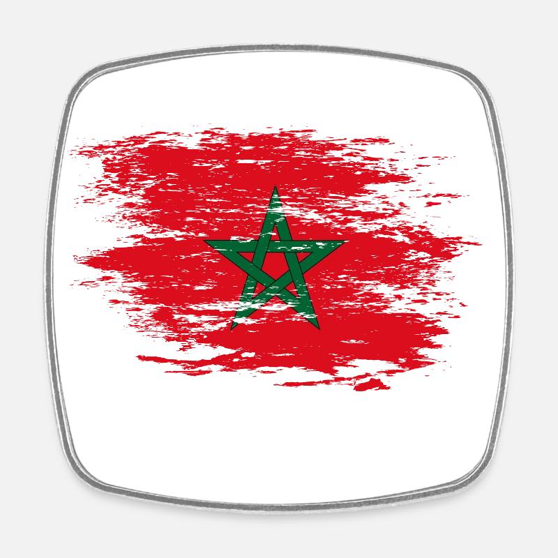 Drapeau du Maroc utilisé - Magnet carré - blanc