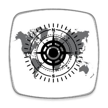 World map with cardinal direction black and white - Square fridge magnet - white - Front