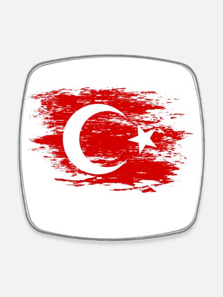 Türkei Flagge used - Viereckiger Kühlschrankmagnet - Weiß