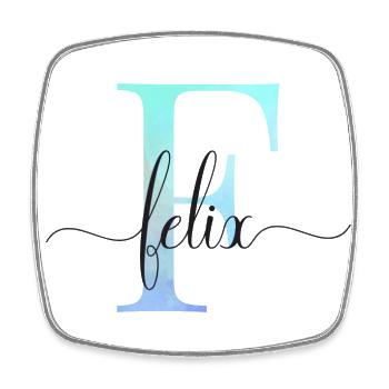 E| Monogramm | Name | Felix | Watercolor - Viereckiger Kühlschrankmagnet - Weiß - Vorne