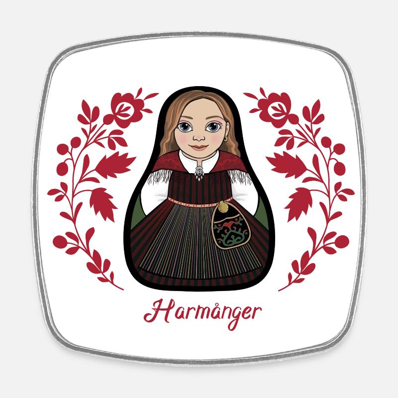 Harmångerstinta with flowers - Square fridge magnet - white