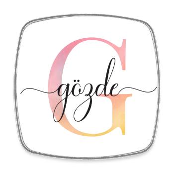 G | Monogram | Name | GözdeWatercolor - Square fridge magnet - white - Front