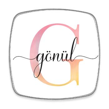 G | Monogram | Name | GönülWatercolor - Square fridge magnet - white - Front