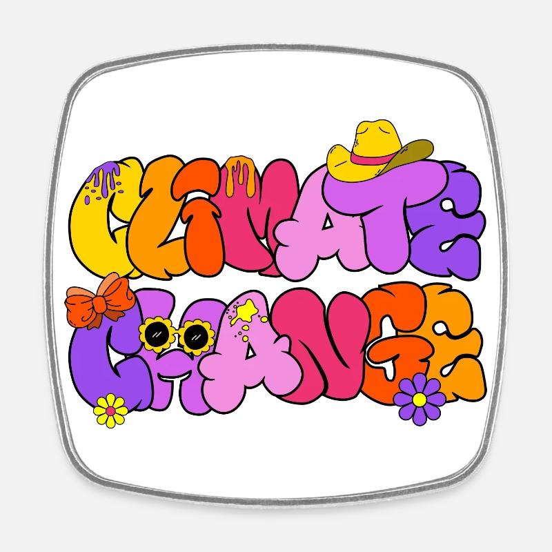 Climate Change, Climate Change - Square fridge magnet - white