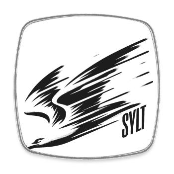 T-shirt de vacances Sylt Dive Low Flyer Seagull - Magnet carré - blanc - Devant