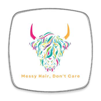 Highland Cow Messy Hair Don't Care Cow Farm - Viereckiger Kühlschrankmagnet - Weiß - Vorne