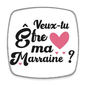 Cadeau Demande Veux Tu Être Ma Marraine - Magnet carré - blanc - Devant