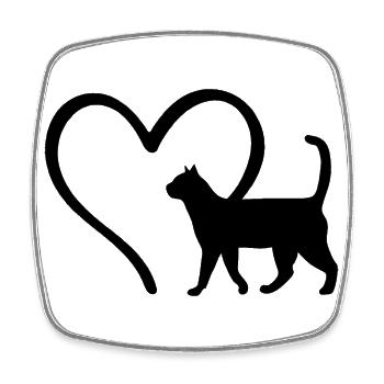 Katzen Herz Katzenliebhaber - Viereckiger Kühlschrankmagnet - Weiß - Vorne