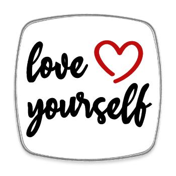 love yourself Herz Motivation Liebe - Viereckiger Kühlschrankmagnet - Weiß - Vorne