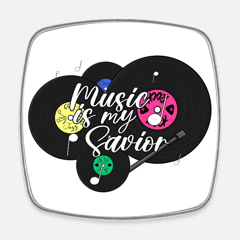 Music is my Savior - Alternative Color Scheme - Square fridge magnet - white