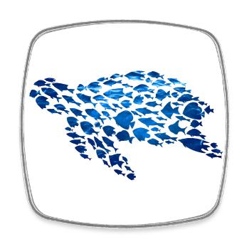Turtle Fish Sea creatures - Square fridge magnet - white - Front