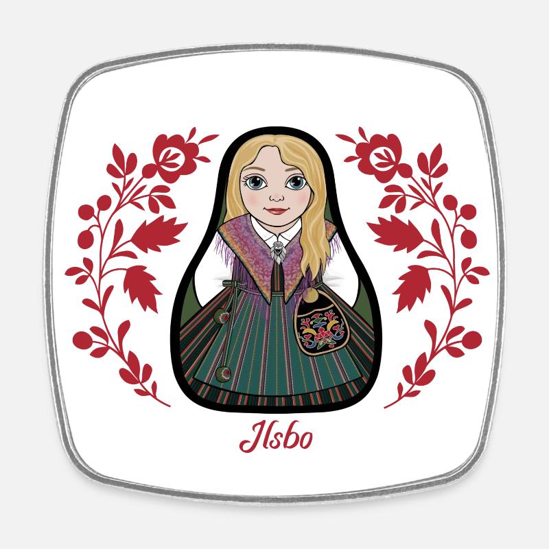 Ilsbostinta with flowers. - Square fridge magnet - white