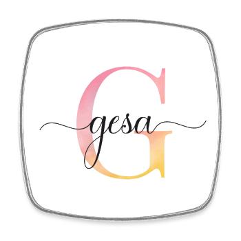G| Monogram | Name | Gesa |Watercolor - Square fridge magnet - white - Front