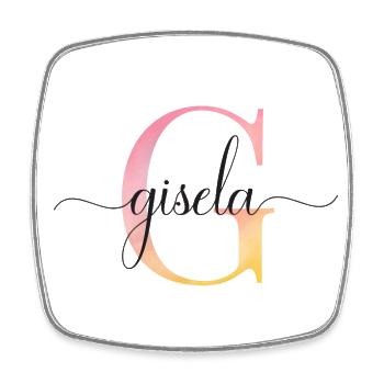G| Monogram | Name | Gisela |Watercolor - Square fridge magnet - white - Front