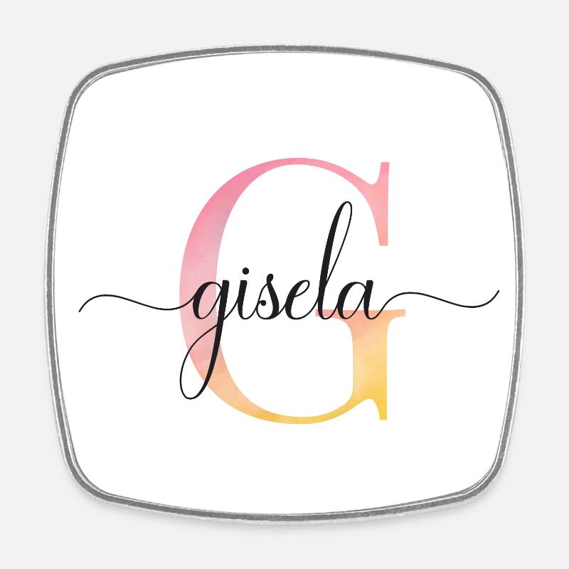 G| Monogram | Name | Gisela |Watercolor - Square fridge magnet - white
