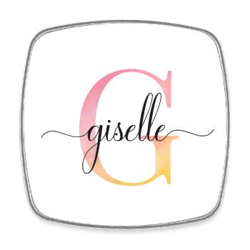 G| Monogram | Name | Giselle |Watercolor - Square fridge magnet - white - Front