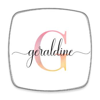 G| Monogram | Name | Geraldine |Watercolor - Square fridge magnet - white - Front