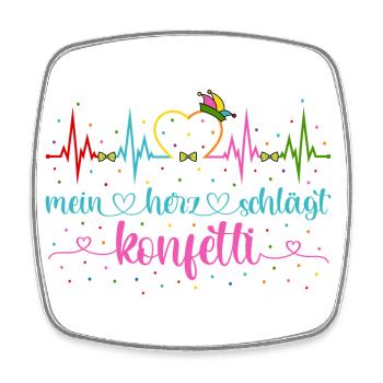 Fasching Herzschlag EKG Mein Herz schlägt Konfetti - Viereckiger Kühlschrankmagnet - Weiß - Vorne