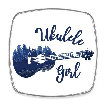 « Ukulele Girl » Musique Nature Musicien - Magnet carré - blanc - Devant