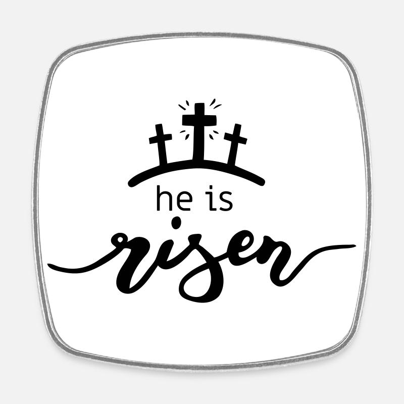he is risen - Square fridge magnet - white