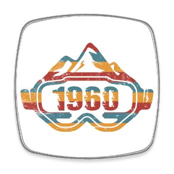 Skibrille Skifahrer Skifahrerin Geburtstag 1960 - Viereckiger Kühlschrankmagnet - Weiß - Vorne
