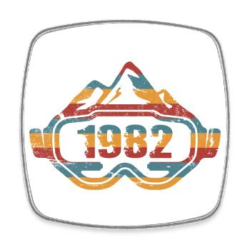 Skibrille Skifahrer Langlaufski 1982 Geburtstag - Viereckiger Kühlschrankmagnet - Weiß - Vorne