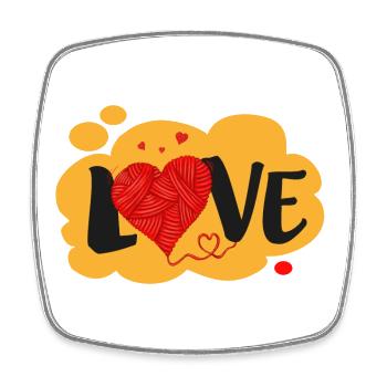 LOVE wool - Viereckiger Kühlschrankmagnet - Weiß - Vorne