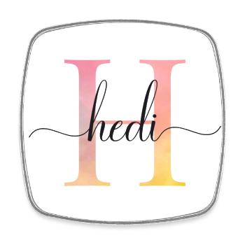 H | Monogramm | Name | Hedi |Watercolor - Viereckiger Kühlschrankmagnet - Weiß - Vorne