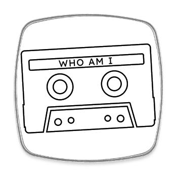 Retro Audio Cassette - Square fridge magnet - white - Front