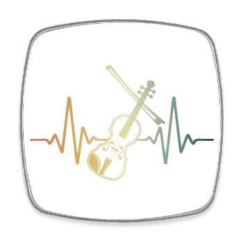 Violon Heartbeat Retro Violoniste - Magnet carré - blanc - Devant