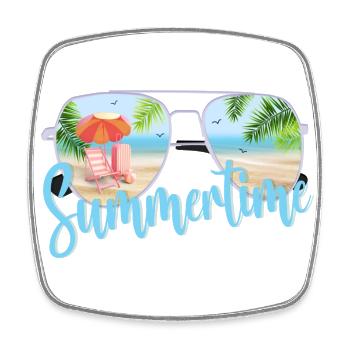 Summertime - Viereckiger Kühlschrankmagnet - Weiß - Vorne