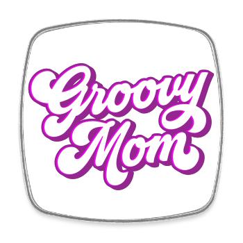 Groovy Mom | Colors can be changed | - Square fridge magnet - white - Front