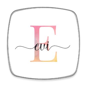 E| Monogramm | Name | Evi |Watercolor - Viereckiger Kühlschrankmagnet - Weiß - Vorne