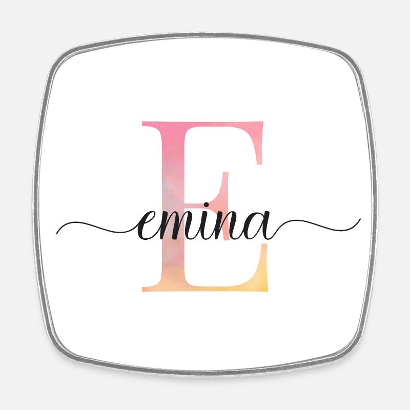 E| Monogram | Name | Emina |Watercolor - Square fridge magnet - white
