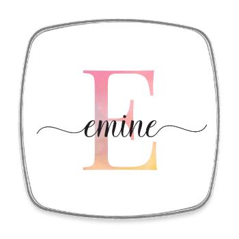 E| Monogramm | Name | Emine |Watercolor - Viereckiger Kühlschrankmagnet - Weiß - Vorne