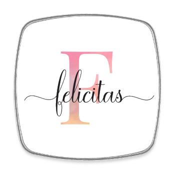 F| Monogramme | Nom | Felicitas |Aquarelle - Magnet carré - blanc - Devant