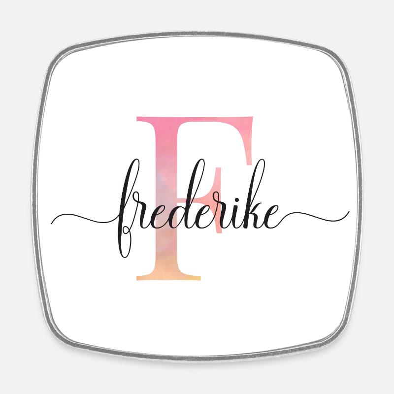 F| Monogram | Name | Frederike |Watercolor - Square fridge magnet - white