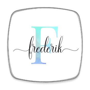 E| Monogramm | Name | Frederik | Watercolor - Viereckiger Kühlschrankmagnet - Weiß - Vorne