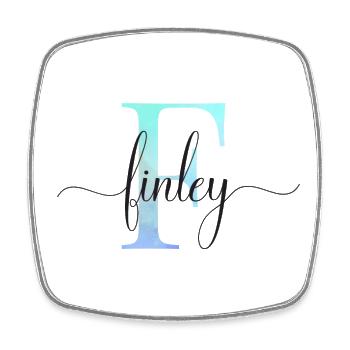 E| Monogramm | Name | Finley | Watercolor - Viereckiger Kühlschrankmagnet - Weiß - Vorne