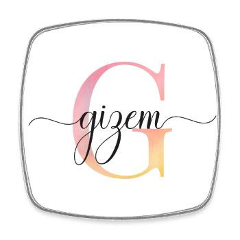 G| Monogram | Name | Gizem |Watercolor - Square fridge magnet - white - Front
