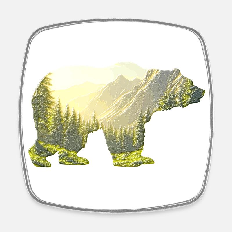 Ours 🐻 - Magnet carré - blanc