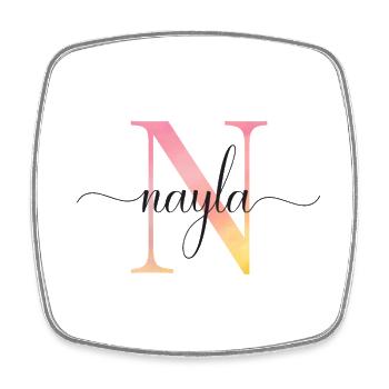 N | Monogramme | Nom | Nayla |Aquarelle - Magnet carré - blanc - Devant