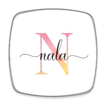 N | Monogram | Name | Nala |Watercolor - Square fridge magnet - white - Front