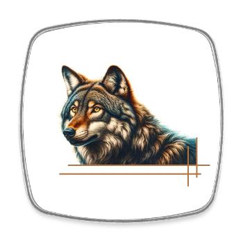 Majestätischer Wolf - Viereckiger Kühlschrankmagnet - Weiß - Vorne