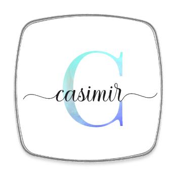 C| Monogramme | Nom | Casimir| Aquarelle - Magnet carré - blanc - Devant