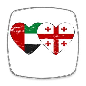 Vereinigte Arabische Emirate Georgien Flagge - Viereckiger Kühlschrankmagnet - Weiß - Vorne