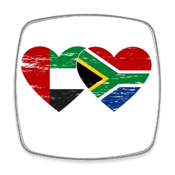 Vereinigte Arabische Emirate Südafrika Flagge Herz - Viereckiger Kühlschrankmagnet - Weiß - Vorne