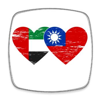 Vereinigte Arabische Emirate Taiwan Flagge Herz - Viereckiger Kühlschrankmagnet - Weiß - Vorne