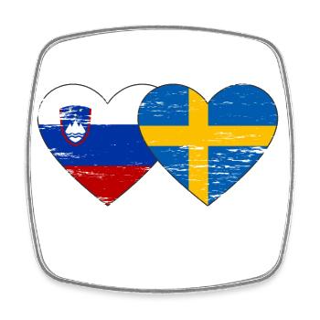 Slowenien Schweden Flagge Herz used - Viereckiger Kühlschrankmagnet - Weiß - Vorne