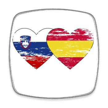 Slovenia Spain flag heart used - Square fridge magnet - white - Front